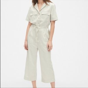 Gap White Tie Waist Cotton Jumpsuit
